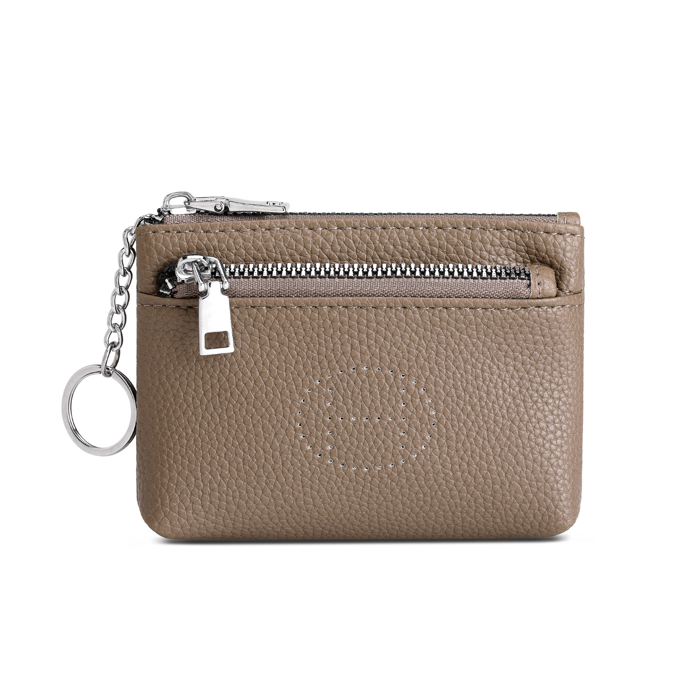 Nueva bolsa de cambio de cuero suave para mujeres, cuero suave de alta calidad, doble cremallera, llave de gran capacidad, bolsa pequeña para mujeres