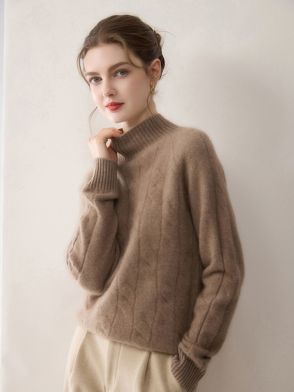 100% Pure Cashmere Sweater for Women, Half-Turtleneck, Thick Pullover Sweater, Raglan Cable Knit Base Sweater, Soft and Versatile 100% Pure Cashmere Sweater for Women, Half-Turtleneck, Thick Pullover Sweater, Raglan Cable Knit Base Sweater, Soft and Versatile