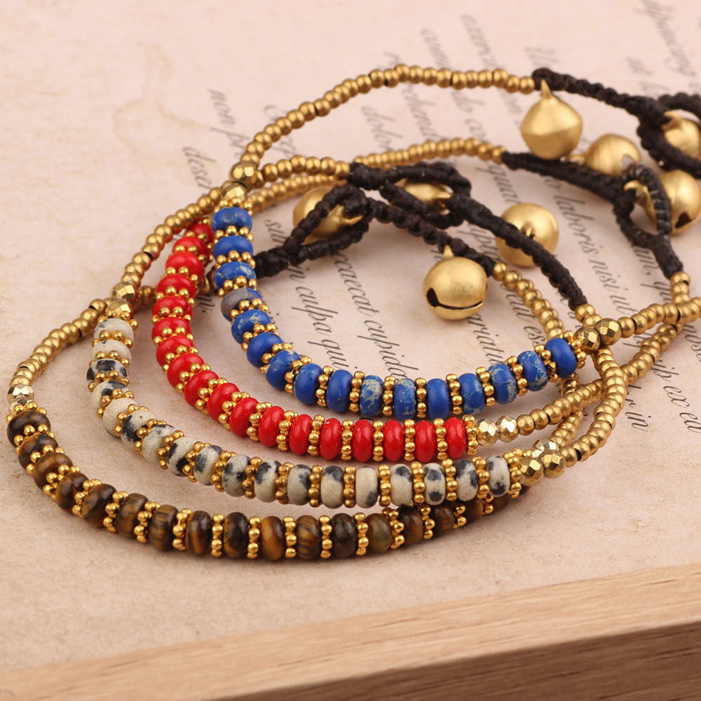 17g Weight Bracelets Classification Turquoise, Wax rope, Copper Chain Material Beaded Chain Chain Type Holiday, Daily Occasion turquoise, rope, Copper Material Color Block Pattern All Seasons Season Women's Gender Knitting Design Casual, Simple Style Style Casual Simple Style Color Block Turquoise Rope Copper Beaded Chain Beaded Bracelets Wholesale 3