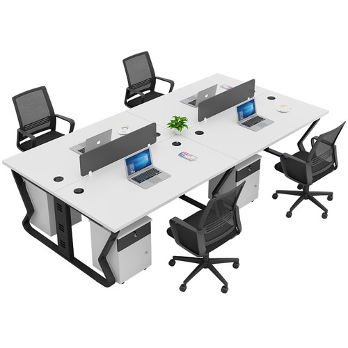 Office desk and chair set, minimalist modern three-person desk, office financial room partition desk