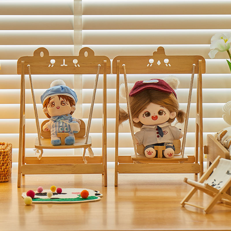 Solid Wood Mini Set Furniture Accessories Doll Lounge Chair Bjd Outing Photo Props Cotton Doll Pine Swing