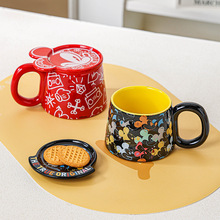 迪士尼星际造型带盖史迪奇宝贝水杯可爱大容量情侣陶瓷ins高级感