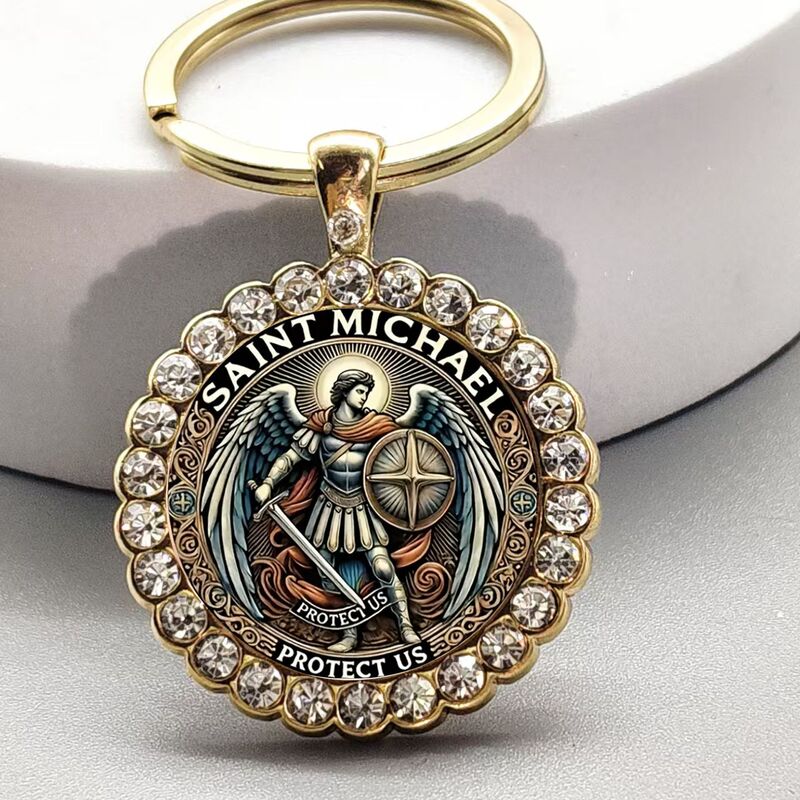 Cross-Border Fashion Defender Glass Men's Alloy Round Keychain Anniversary Gift Jewelry Wholesale