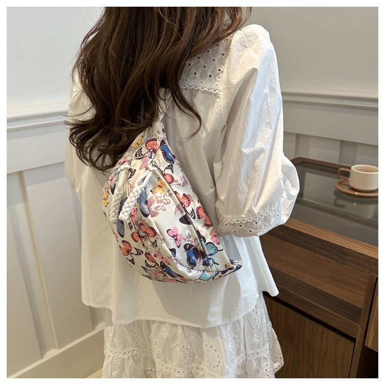 Women's Medium Oxford Cloth Butterfly Leopard Streetwear Dumpling Shape Zipper Shoulder bag monogram Saddle bag monogram display picture 13