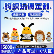 跨境热销手工钩织玩偶毛线编织礼物蜜蜂青蛙正能量浣熊桌面摆件
