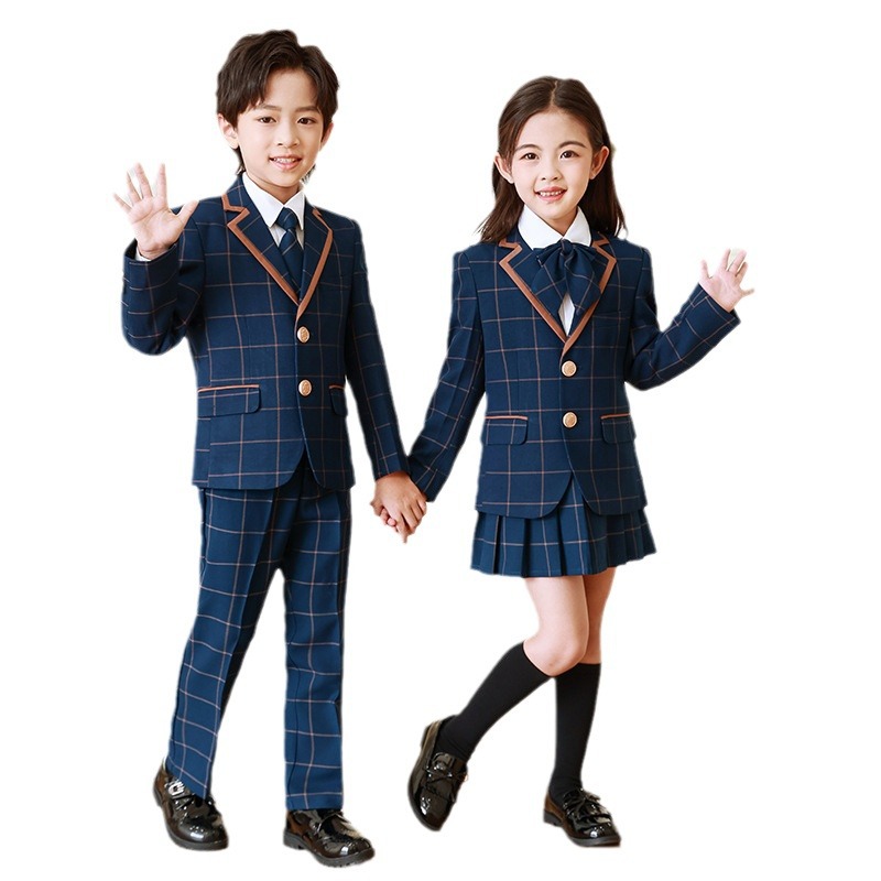 Ropa de clase de estudiante de escuela primaria niños y niñas traje vestido ropa de jardín de infantes niños estilo universitario uniforme escolar anfitrión coro ropa de rendimiento
