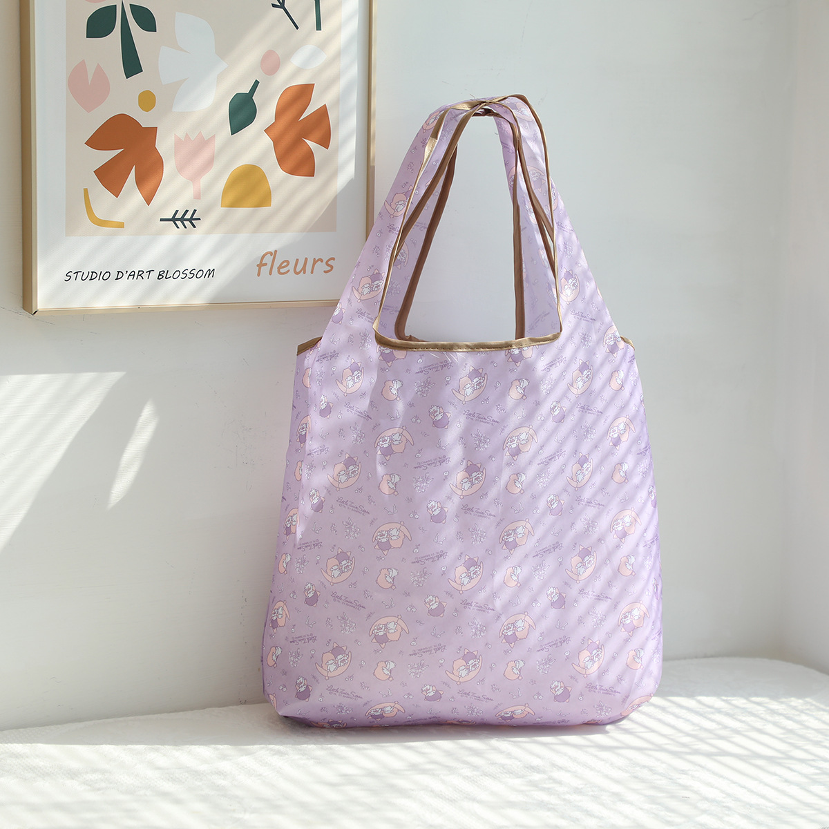 Dibujos animados lindo coolomi gran capacidad bolsa de protección del medio ambiente portátil plegable supermercado bolsa de compras bolsa de tela ligera bolsa de hombro