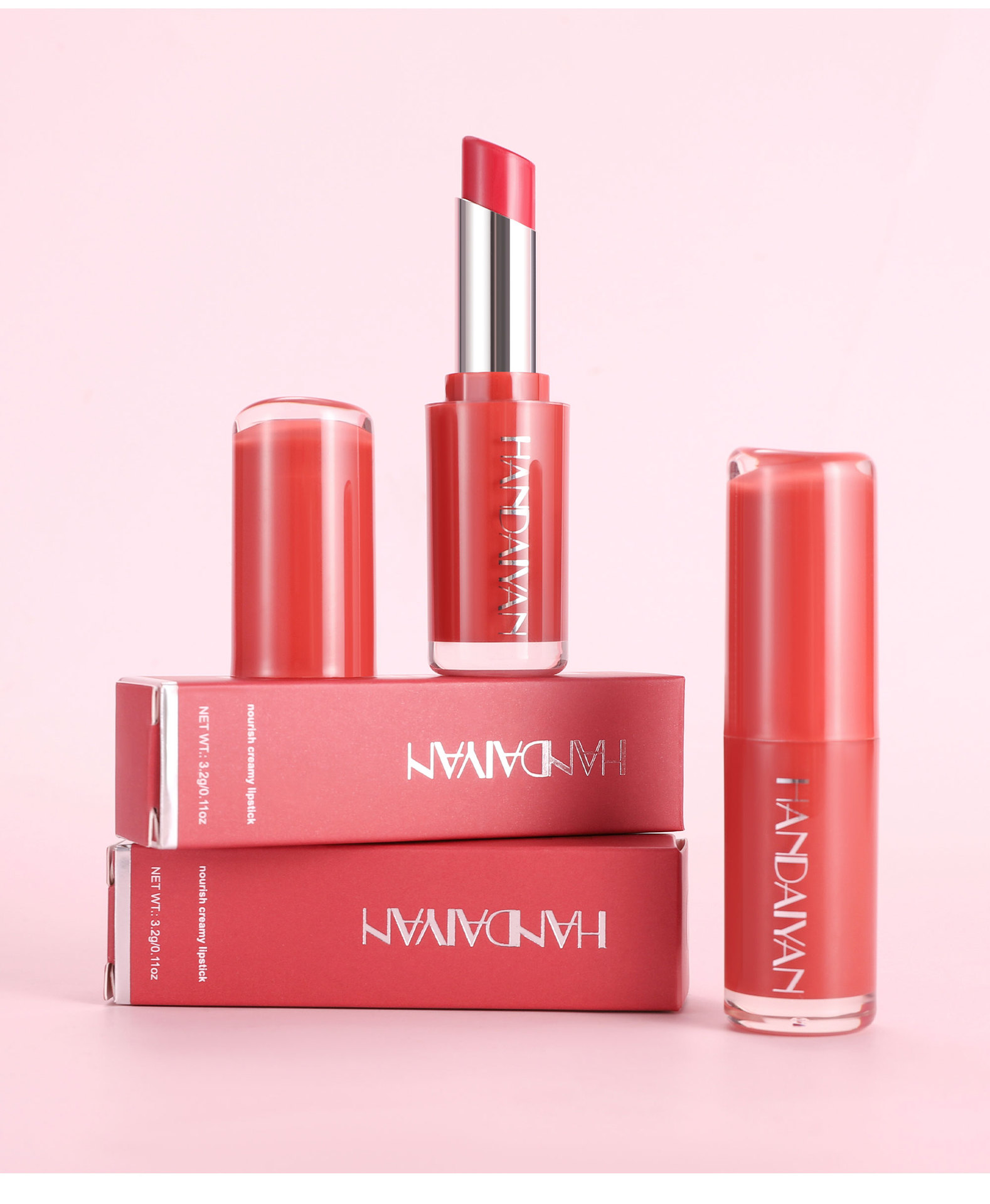 Cross-border waterproof and moisturizing Lipstick HANDAIYAN velvet lipstick enhances complexion. 8-color natural moisturizing lipstick in stock undefined