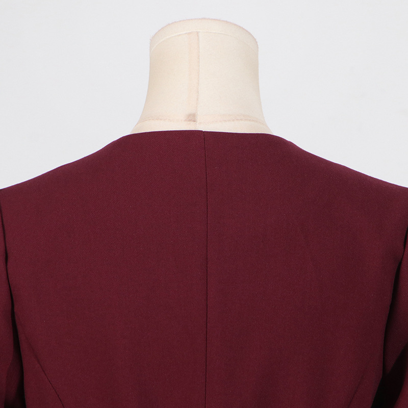 Casual Set Women Autumn Solid Color round Neck Single Breasted Design Slim Skirt Set