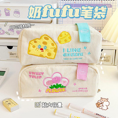 かわいい刺繍ペン袋ins大容量文房具袋学生文房具箱シンプル鉛筆袋化粧品収納袋