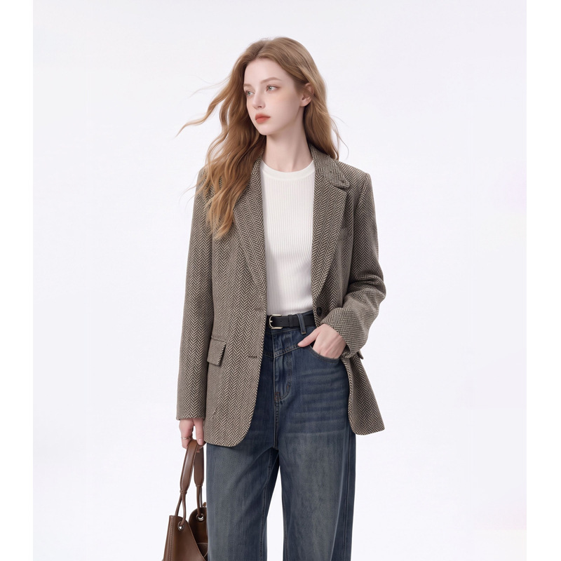 【Lafu Order】2026 Autumn/Winter New Linen Suit Women's Classic Herringbone Tweed Blazer 【Lafu Order】2026 Autumn/Winter New Linen Suit Women's Classic Herringbone Tweed Blazer