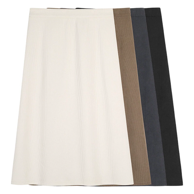 Эластичная юбка средней длины с разрезом и высокой талией, весенняя, большие размеры, толстая, мм, утолщенная полоска, прямая тонкая юбка 63160