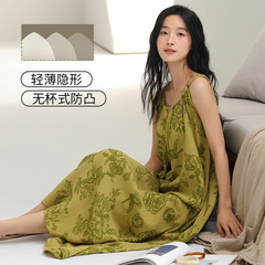 純綿ガーゼのストラップのパジャマ女性の薄いタイプの夏のパジャマ2025の新型は、夏の家の服を着ることができます。