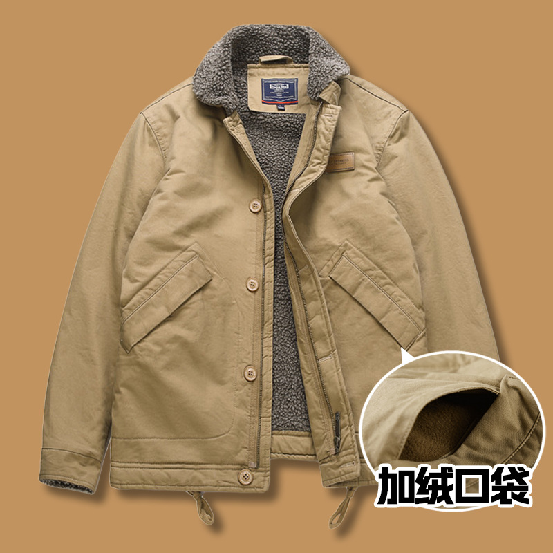 Otoño e Invierno chaqueta acolchada de algodón chaqueta de lana de cordero hombres N1 Navy traje de cubierta chaqueta forrada de algodón acolchada ropa de hombre