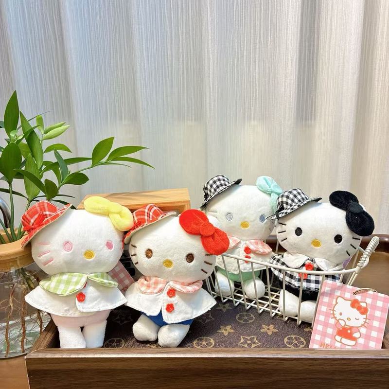 礼帽Kitty夏日度假小披风 挂件可爱饰品粉色公仔毛绒挂饰礼物新款|undefined