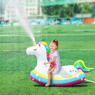 Inflatable unicorn water spray rocking chair outdoor water lawn sprinkler game mat children's garden water toy Trojan