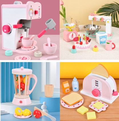 Transfronterizo CE niños jugar casa juguetes simulación pan fabricante de café batidor de huevo traje de Madera Juguetes de cocina