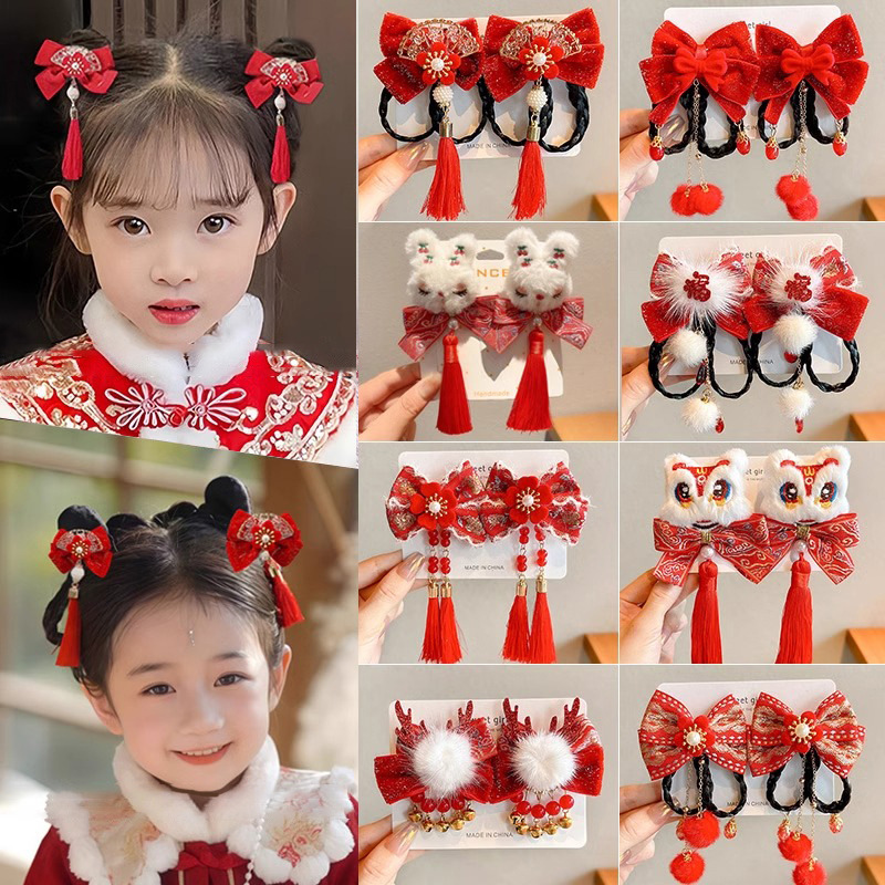 Ángora brocas de peluche rojas brocas de cabello para niños brocas de cabello de serpiente tarjeta de cabello de niña adornamientos de cabello de Año Nuevo al por mayor