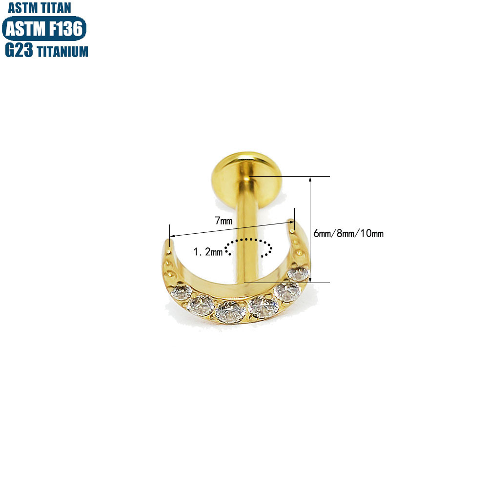Silver pointed spike labret stud material detail