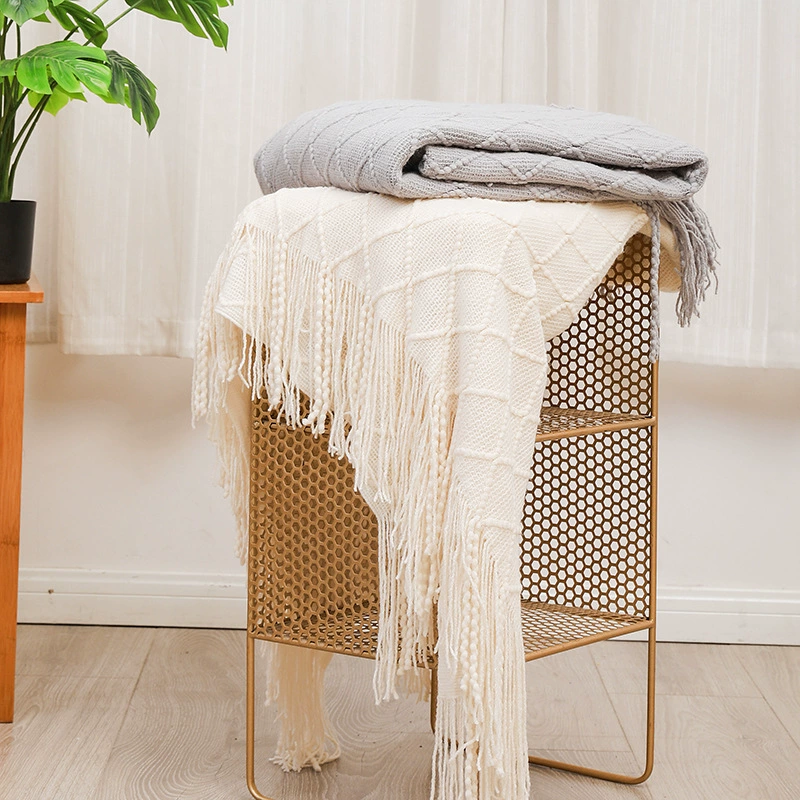 Трансграничная внешняя торговля трикотажные хлопчатобумажные кисточки одеяла сплошной цвет одеяла для шали многофункциональное одеяло для офисного одеяла для кондиционирования воздуха производители оптом