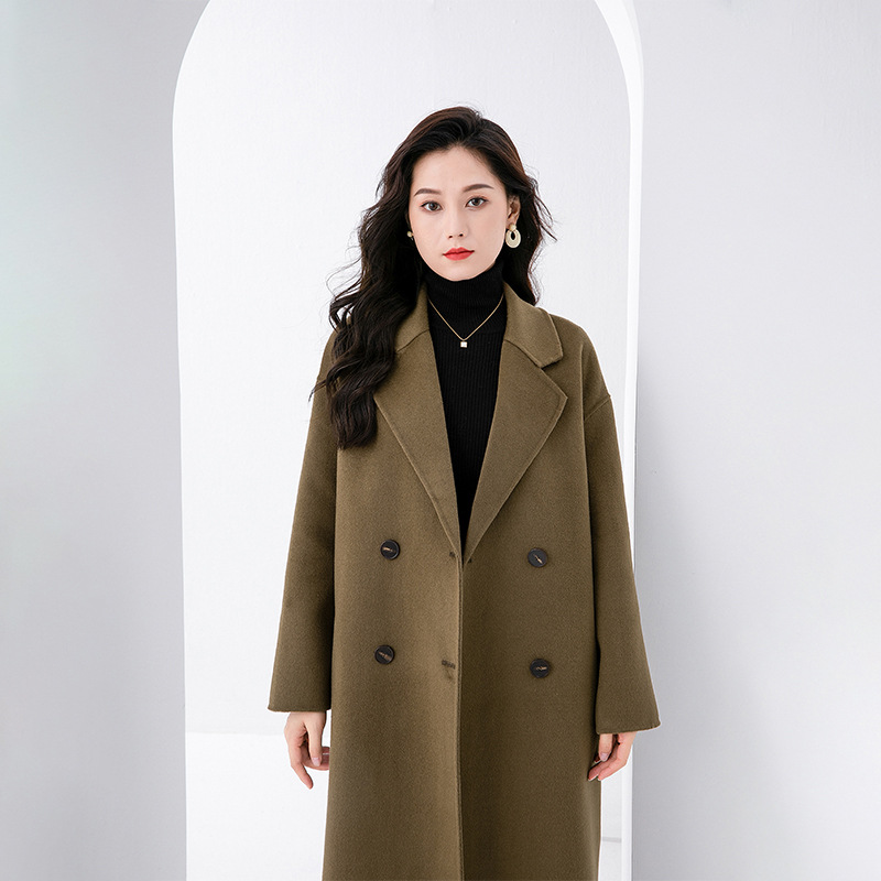 High-End Double-Sided Wool Coat for Women, Mid-Length Cocoon Style, 2026 New Autumn and Winter 100% Wool Loose-Fitting Outerwear