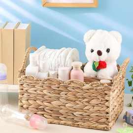 跨境葫芦草编杂志架手工编织悬挂扇形报刊篮带把手藤编储物收纳筐