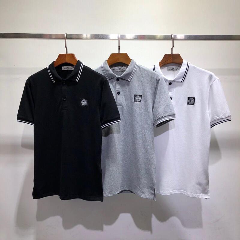 Cross-Border Stone Stone Island Small Label Compass Logo Embroidered Vibe Street Women's Polo Men's Shirt Short-Sleeved T-Shirt Ius