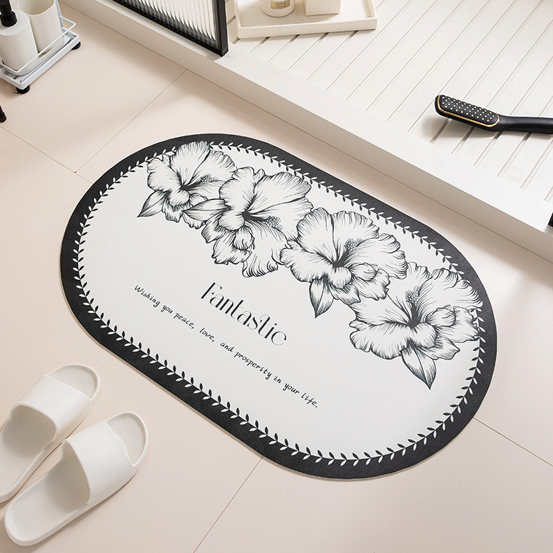 Light Luxury Bathroom Floor Mat Diatom Mud Absorbent Floor Mat Dirt Resistant and Easy-to-take-care Anti-slip Mat Household Bathroom Door Mat