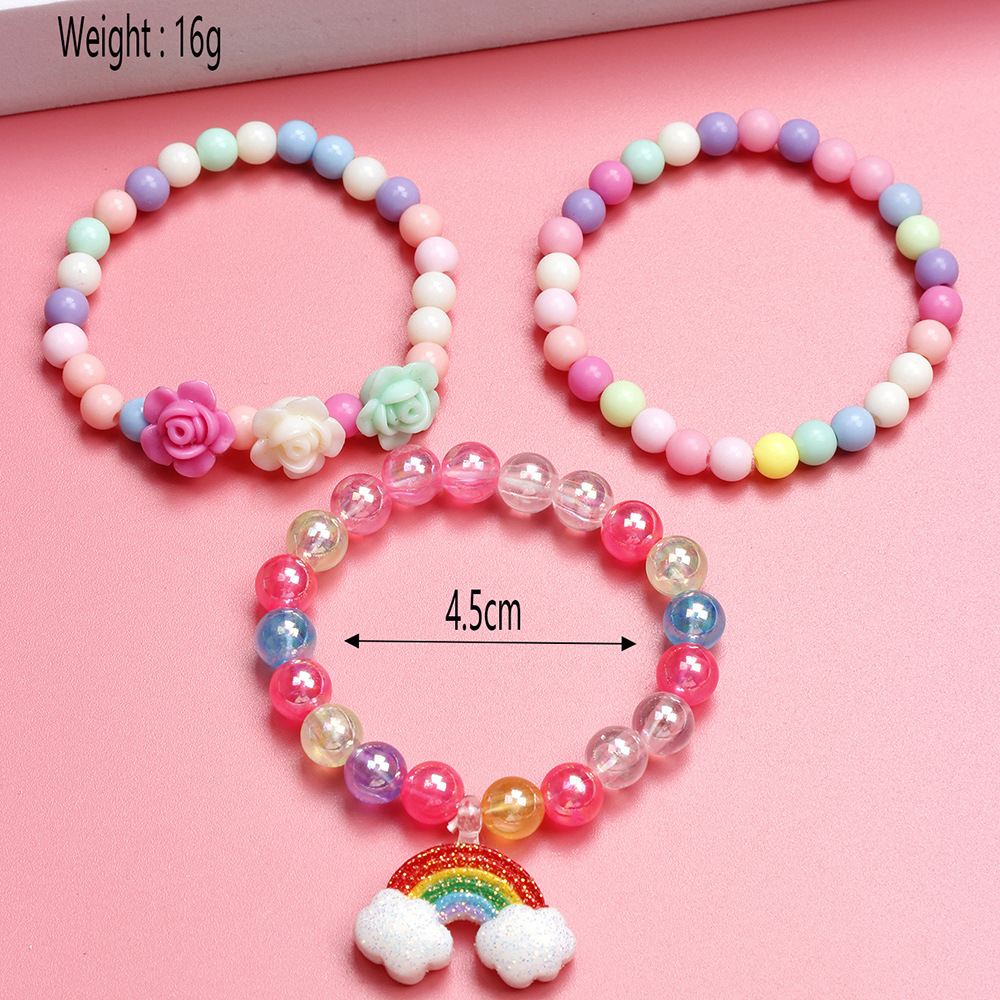 1 Set Sweet Rainbow Arylic Girlu0027S Bracelets