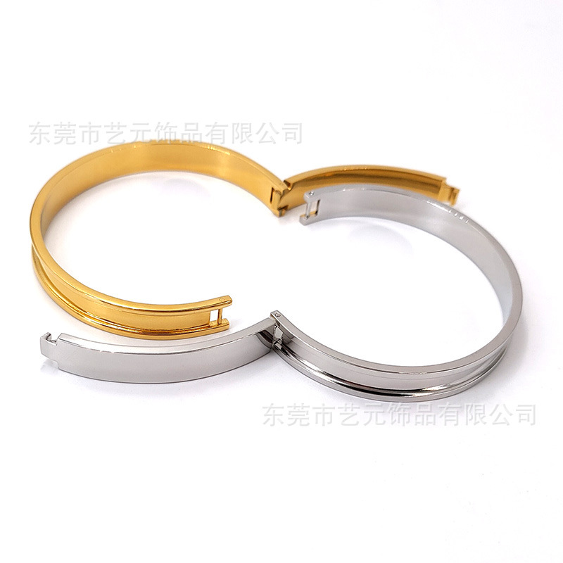 中古開包アクセサリー溝貼り革ブレスレットチタン鋼ステンレスアクセサリーdiy貼り皮溝メッキ18k金ブレスレット|undefined