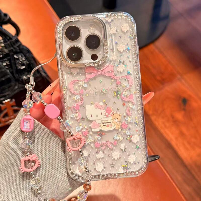 インスタ映えするキラキラ可愛いKT風iPhone17promax用高級感スマホケース iPhone16 ネットで話題の大きな穴付き|undefined