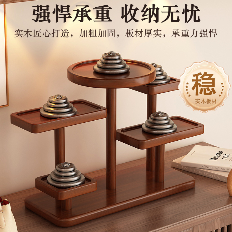 入户钥匙收纳玄关中古风实木摆件置物架小众款中式多功能展示架|undefined