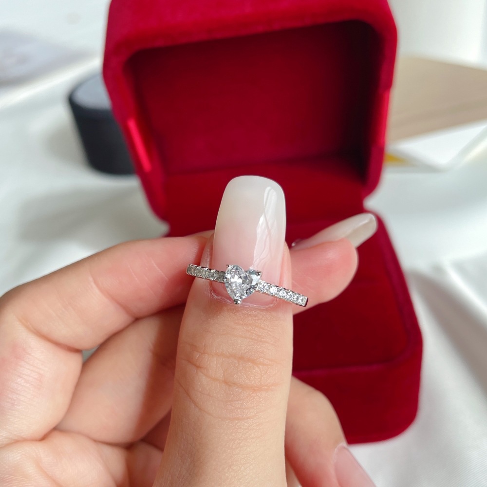 3g Weight Zircon Inlay Material Rings Classification 5, 9 Ring Size Banquet, Daily Occasion 925 Sterling Silver Material Heart Shape Pattern 2025 Spring and Summer Season Women's Gender Plating Design Elegant, Simple Style Style 925 Sterling Silver Zircon Heart Shape Rings 925 Sterling Silver Rings 37