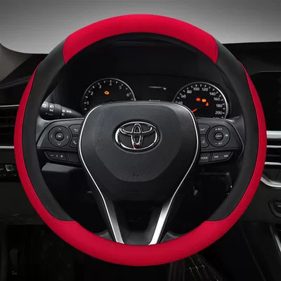 Suitable for Toyota Steering Wheel Sleeve Corolla Lei Ling Asia Long Rong Wei Chi Highlander Camry Sleeve (Steering wheel cover) - black-red-ne1-round-flat-plate