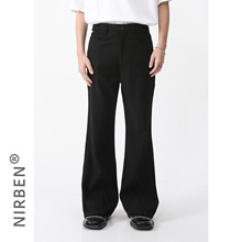 nirben牛仔|韩版微喇宽松垂感纯色中腰宽松休闲西裤男