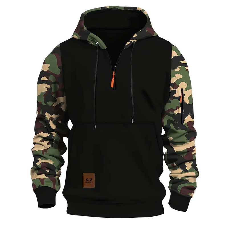 2025 New Amazon Cross-Border Spring and Autumn Camouflage Fashion American Hoodie Men's and Women's Sports Color Matching Sweatshirt Men's Clothing