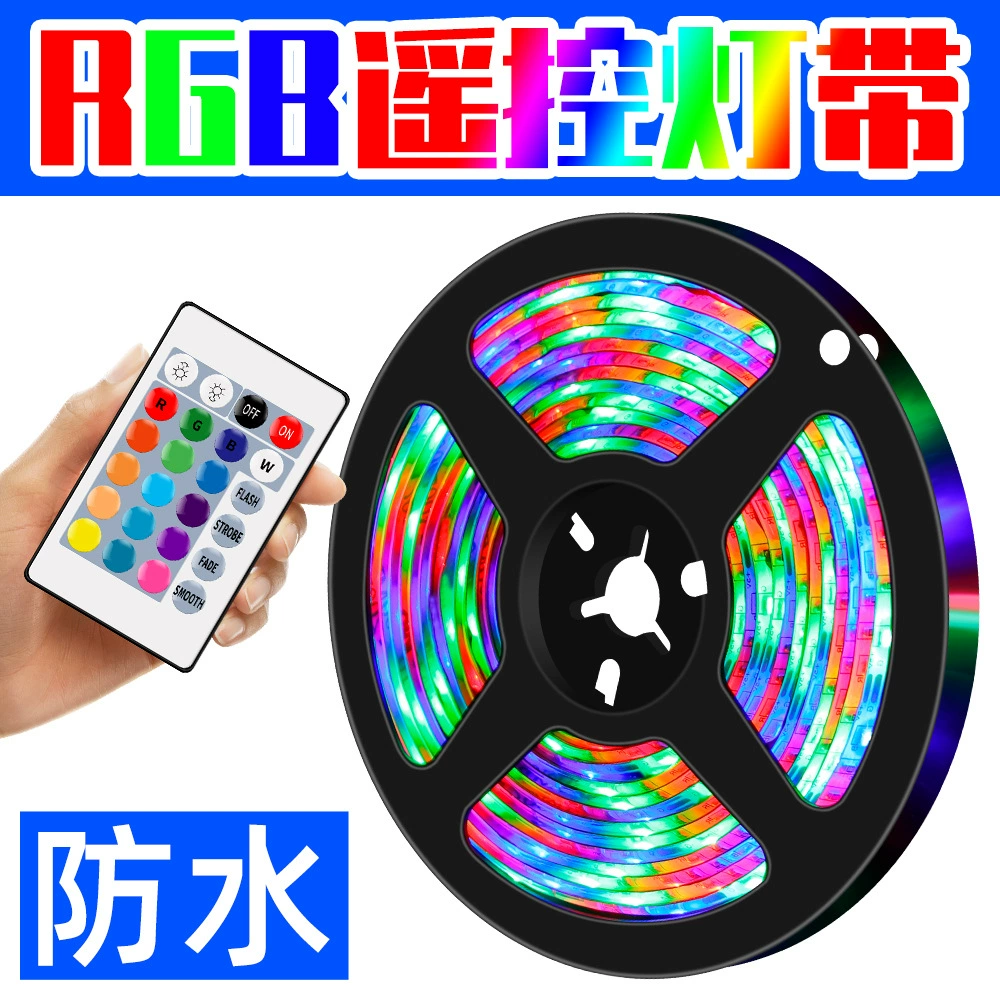 LED light strip RGB 16 colors with remote control, USB-powered, multiple lengths