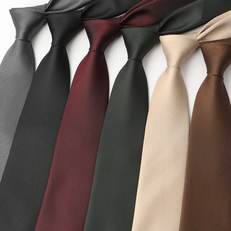 Cross-Border Men's Tie, Polyester Jacquard Hand-Tied Tie, 8cm, High-End Solid Color Tie, Custom Tie with Picture for Men
