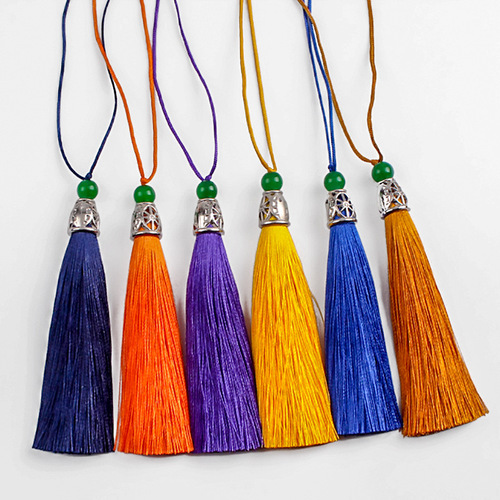 Green jade bead hollow hat tassel tassel vertical polyester tassel tassel pendant bookmark small tassel hanging tassel accessories