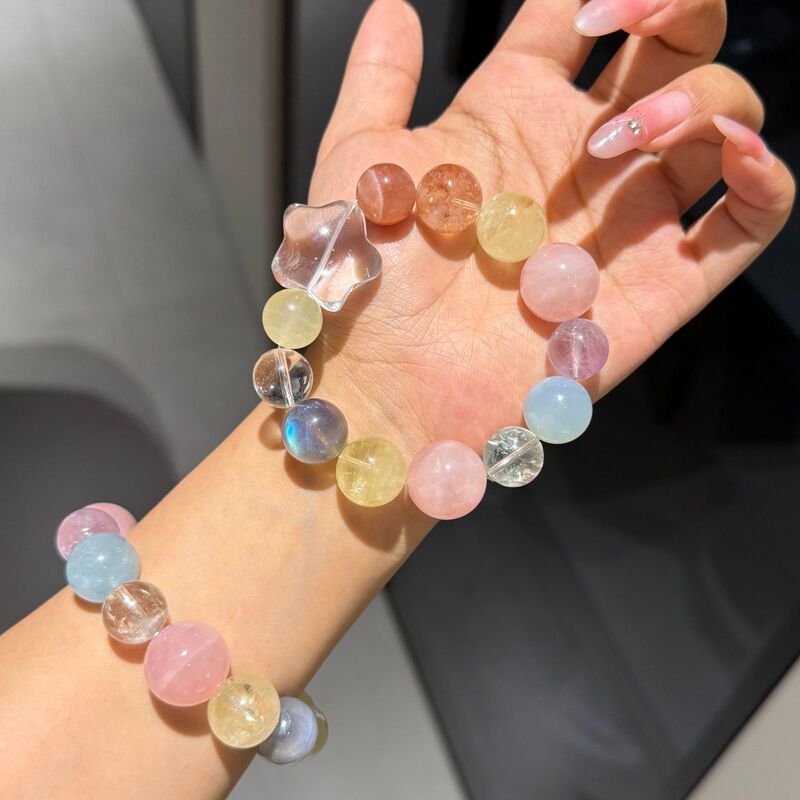 天然水晶マルチドーパミンブレスレットドーパミンキャンディホワイトクリスタルスターローズクォーツアクアマリンムーンストーンシトリン|undefined