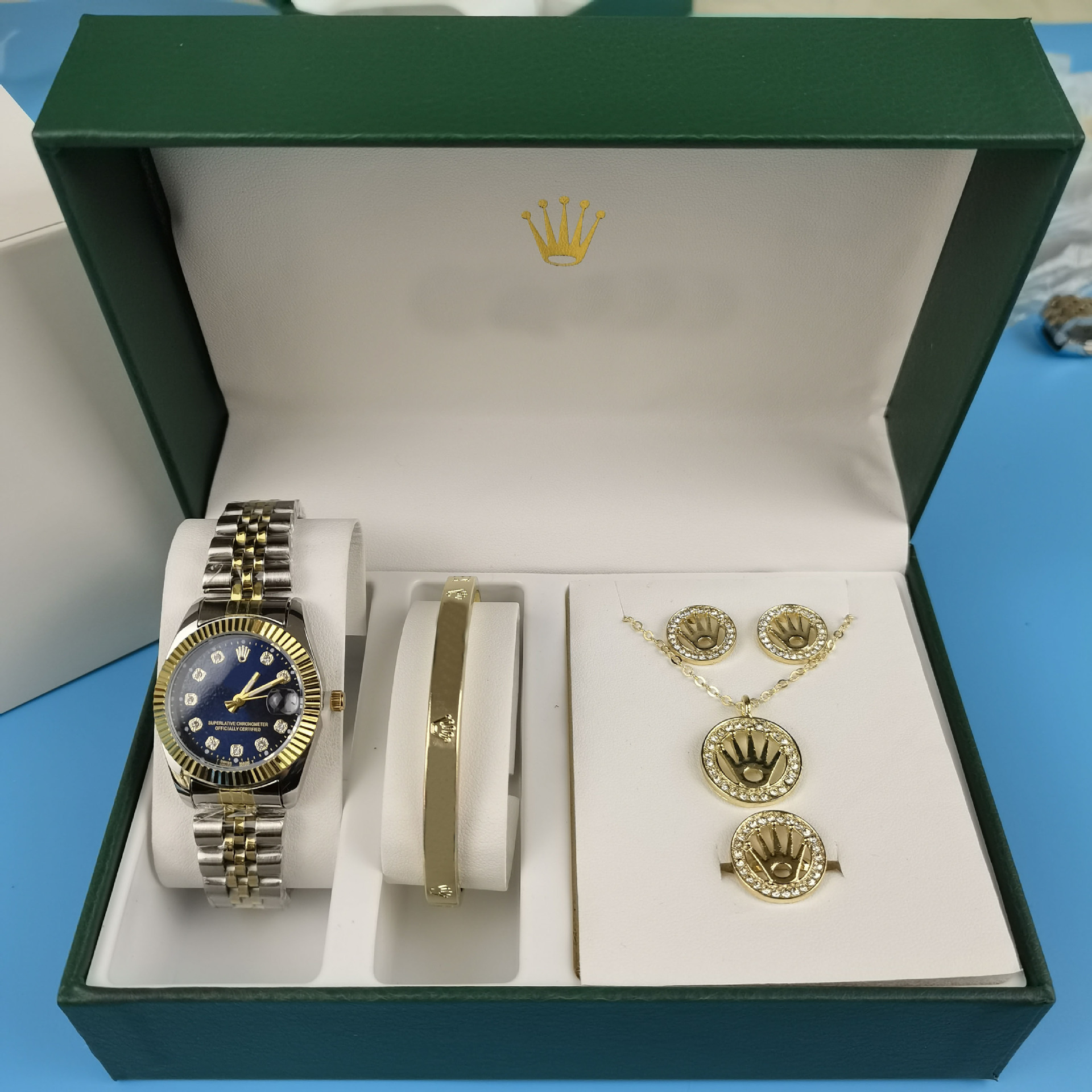 Rolex Datejust Set 5-Piece Gold Silver Blue