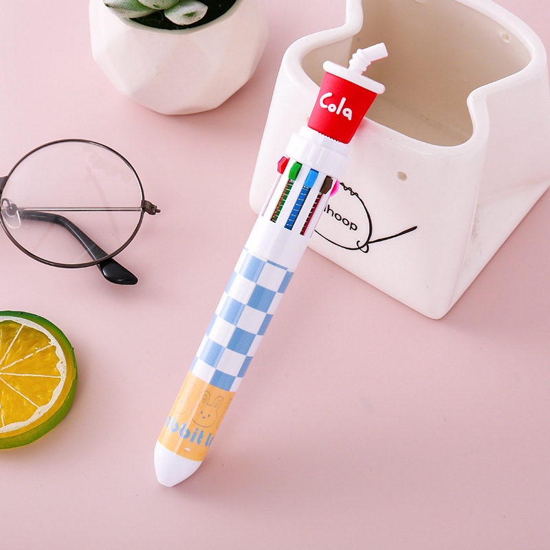 Comida creativa Bolígrafo de diez colores Papelería fresca pequeña Regalo para estudiantes Burger Papas fritas Bolígrafo Bolígrafo de mano de color