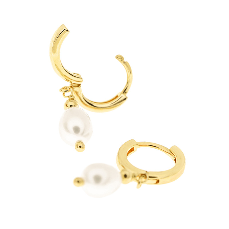 Fashion Geometric Sterling Silver Asymmetrical Artificial Pearls Rhinestones Drop Earrings 1 Pair