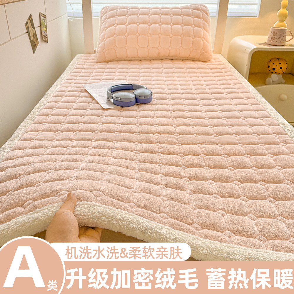 A級学生寮用ミルクベルベットマットレス、冬用厚手フリースパッド、入学時寮用シングルベッドマットレス