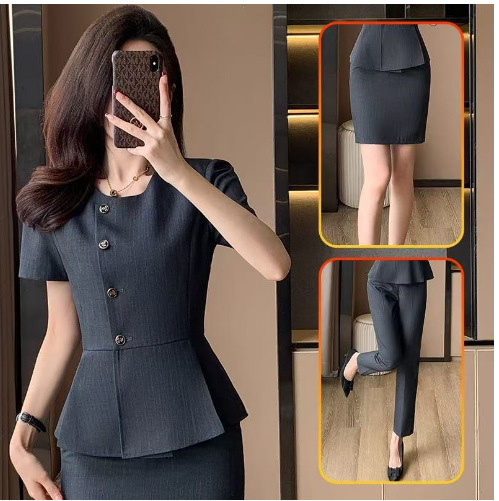Je-6502 dark gray suit + pants + dark gray skirt