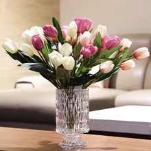 透明浮雕玻璃花瓶欧式高脚花器现代时尚水培容器家居装饰摆件