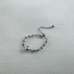 Factory Direct Sales Aishang Pearl 4-5mm Real Hemp Pearl Ring S925 Silver Accessories Seawater Pearl