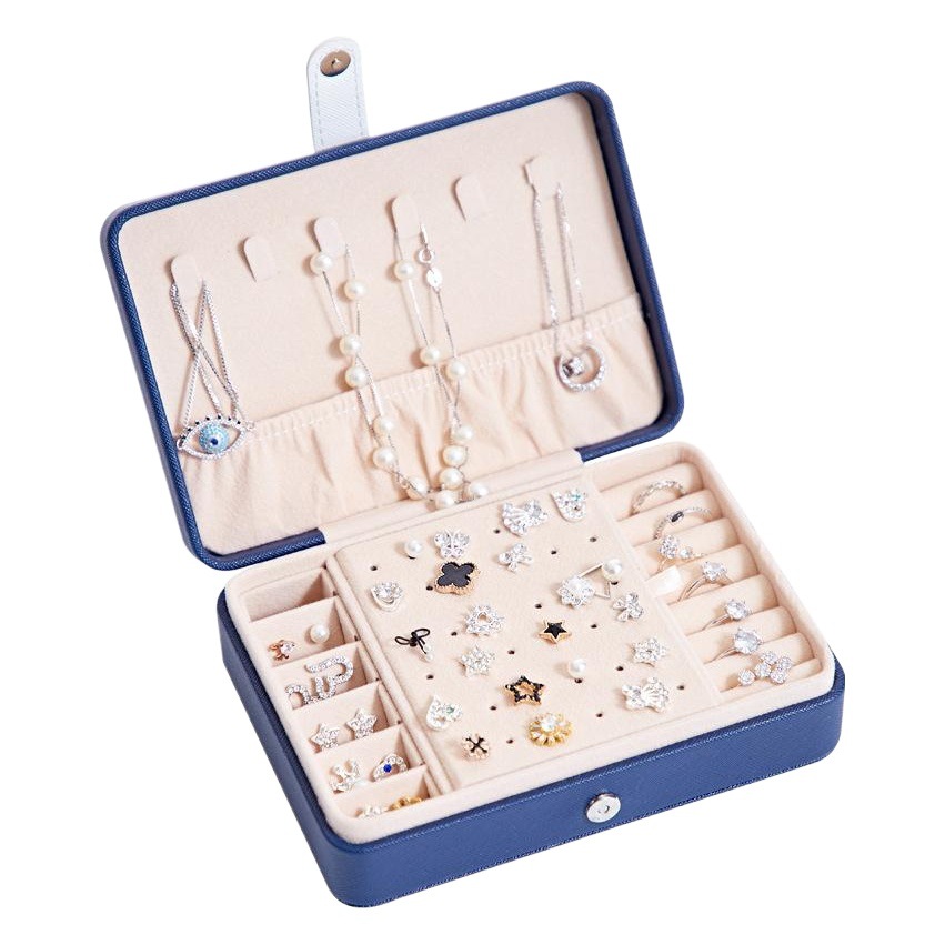 Portátil pu simple caja de joyería pendientes anillo caja de joyería multifuncional caja de almacenamiento de joyas al por mayor