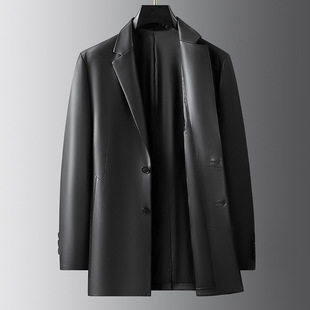 Haining Genuine Leather Men's Mid-length Top Sheepskin Coat Coat Leather Suit Business Casual Suit