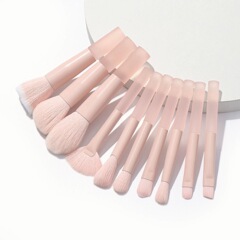 Set of 10 Beginner's Makeup Brushes for Eye Shadow and Blush - Mini Portable Honey Peach Colored Brushes